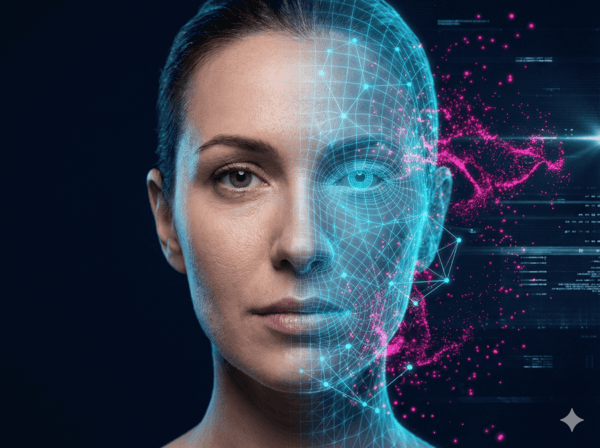 Human transforming into AI Digital Twin